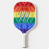 LGBT LGBTQ Rainbow Flag Regenbogenstreifen Monogra Pickleball Schläger (Rückseite)