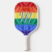 LGBT LGBTQ Rainbow Flag Regenbogenstreifen Monogra Pickleball Schläger (Vorderseite)