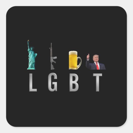 LGBT - Liberty Guns Beer Trump 6 Quadratischer Aufkleber (Vorderseite)