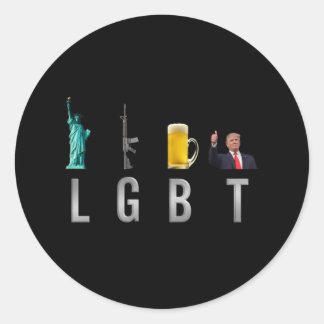 LGBT - Liberty Guns Beer Trump 6 Runder Aufkleber