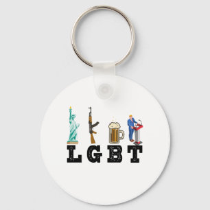 LGBT Liberty Guns Beer Trump politisches Geschenk Schlüsselanhänger