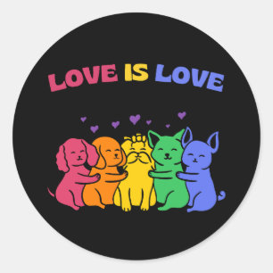 LGBT Liebe ist Liebe Farbige Katzen und Hunde Stic Runder Aufkleber