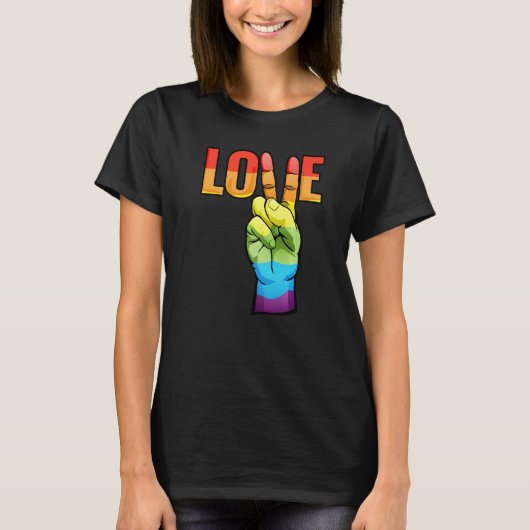 LGBT Love Peace Sign Rainbow LGBTQ Pride Design Pr T-Shirt (Vorderseite)