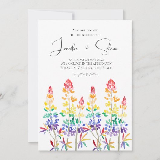 LGBT-Lupinen Blume Aquarell Einladung (Vorderseite)