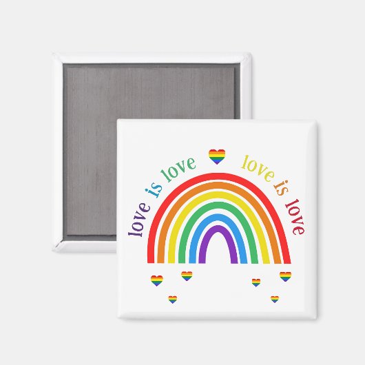 LGBT Magnet - Rainbow Hearts Liebe ist Liebe (Vorderseite/Rückseite)