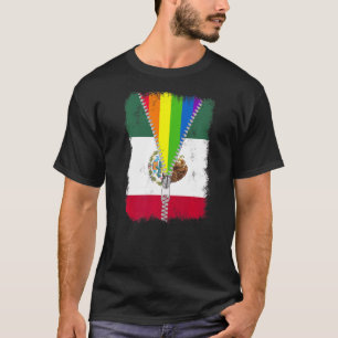 LGbt Mexico Flag Zip Rainbow Mexicanischer Gay Pri T-Shirt