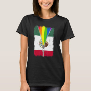 LGbt Mexico Flag Zip Rainbow Mexicanischer Gay Pri T-Shirt