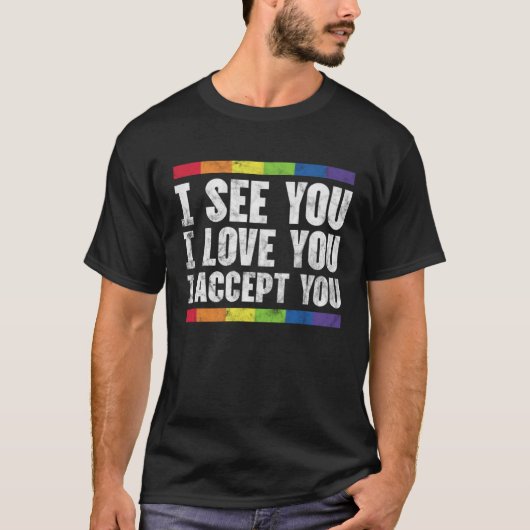 LGBT Mom Dad Gay Lesbian Pride Ally Rainbow Suppor T-Shirt (Vorderseite)