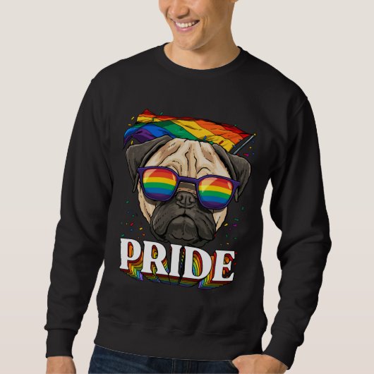 LGBT Mops Gay Pride LGBTQ Regenbogenbrille Sonnenb Sweatshirt (Vorderseite)