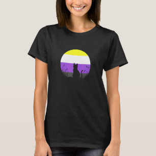 LGBT nicht-binäre Flagge Katze Mond Genderqueer En T-Shirt