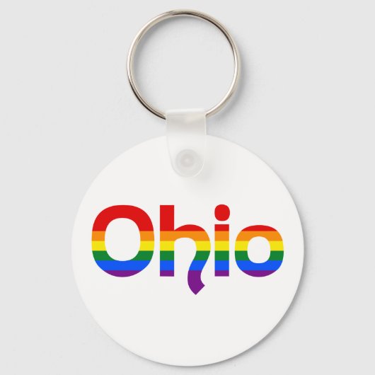 LGBT Ohio Rainbow Text Schlüsselanhänger (Vorderseite)