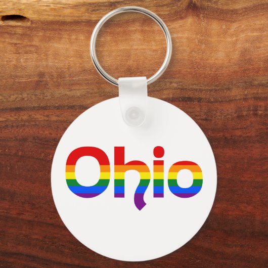 LGBT Ohio Rainbow Text Schlüsselanhänger (Vorderseite)