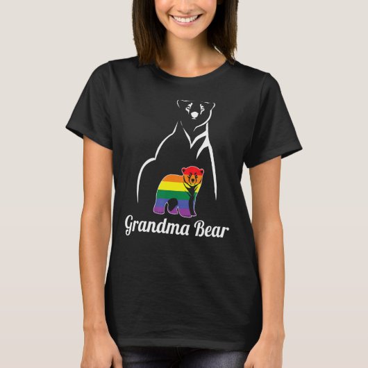 Lgbt Oma Bear Gay Pride Lesbian Regenbogenschleier T-Shirt (Vorderseite)