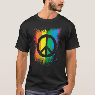 Lgbt Peace Symbol Ink Splash Gay Pride Rainbow Fla T-Shirt