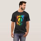 Lgbt Peace Symbol Ink Splash Gay Pride Rainbow Fla T-Shirt (Vorne ganz)