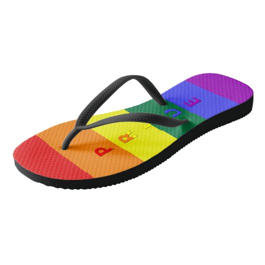 LGBT Pride and Rainbow Pride Flag Adult Flip Flops Badesandalen (Schrägansicht)