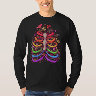 Lgbt Pride Blume Rib Käfig Rainbow Skeleton Xray T-Shirt