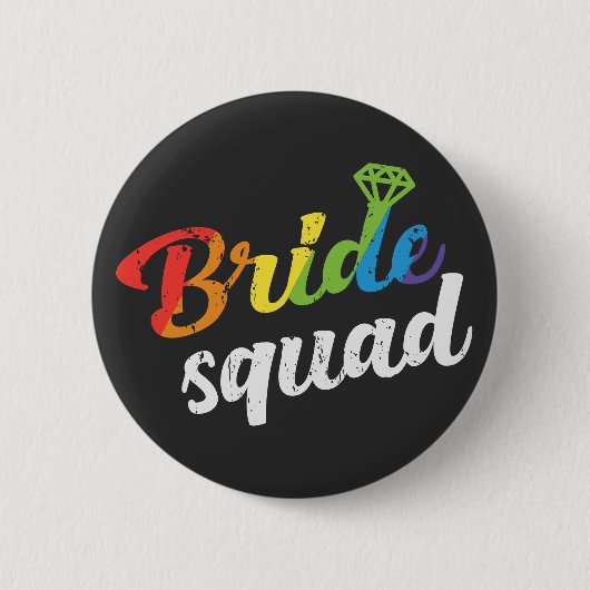 LGBT Pride Bride Squad Wedding Gay Lesbian Rainbow Button (Vorderseite)