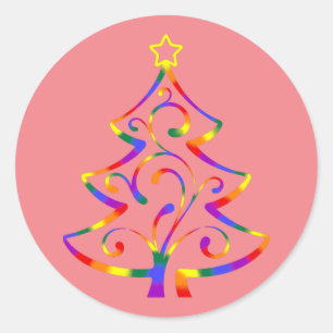 LGBT+ Pride-Christbaum-Aufkleber Runder Aufkleber