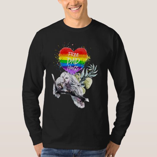 Lgbt Pride Daddy Owl Rainbow Free Vater Hugs Vathe T-Shirt (Vorderseite)