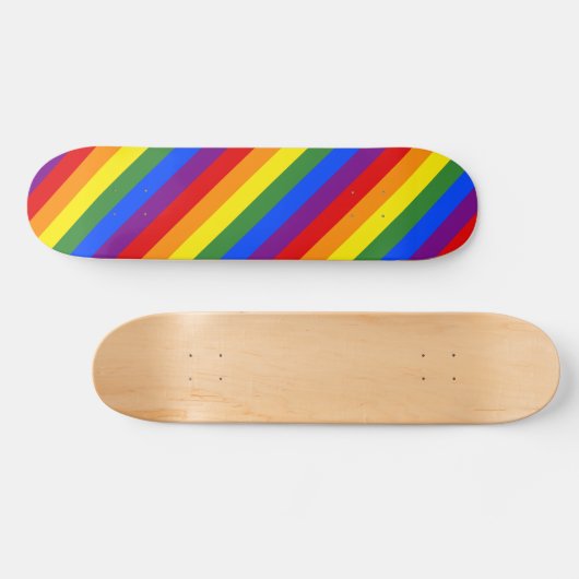 LGBT Pride Diagonal Rainbow Stripmuster Skateboard (Horizontal)