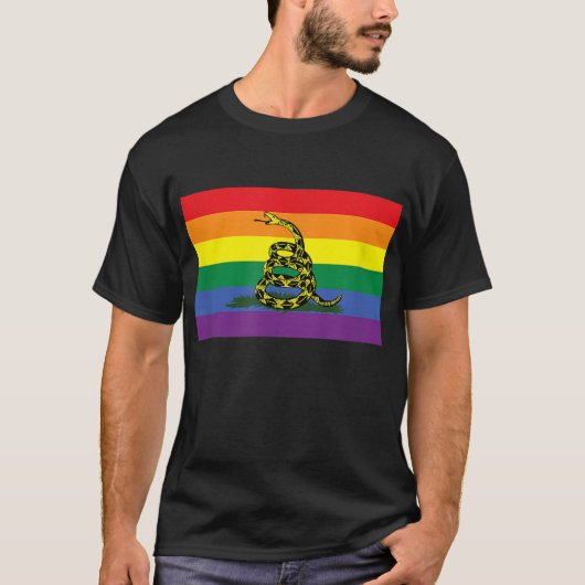 LGBT Pride Don't Tread Rainbow Gadsden Flag T-Shirt (Vorderseite)