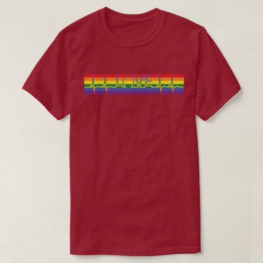 LGBT Pride Flag LIEBE EKG T-Shirt (Design vorne)