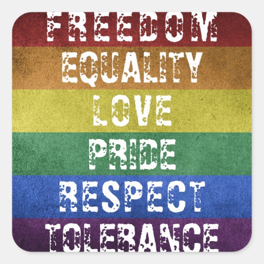 LGBT Pride Flag Moderne Regenbogenstreifen Quadratischer Aufkleber (Vorderseite)