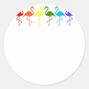 LGBT-Pride-Flamingos in Flag-Farben Runder Aufkleber