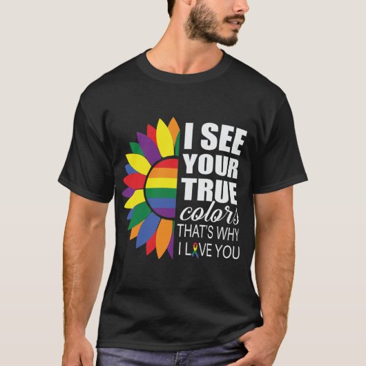 LGBT Pride Gay Lesbian Modern Rainbow Sunflower T-Shirt (Vorderseite)