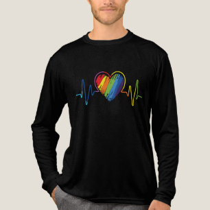 LGBT Pride Gay Lesbian Moderner Rainbow Heartbeat Tri-Blend Shirt