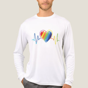 LGBT Pride Gay Lesbian Moderner Rainbow Heartbeat Tri-Blend Shirt