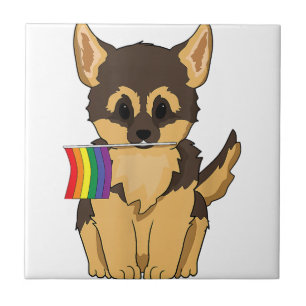 LGBT Pride German Shepherd Dog Regenbogenflagge Ga Fliese