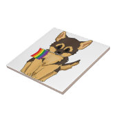 LGBT Pride German Shepherd Dog Regenbogenflagge Ga Fliese (Seite)