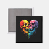 Lgbt Pride Halloween Horror Skeleton Skull Rainbow Magnet (Vorderseite/Rückseite)