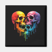 Lgbt Pride Halloween Horror Skeleton Skull Rainbow Magnet (Vorne)