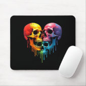 Lgbt Pride Halloween Horror Skeleton Skull Rainbow Mousepad (Mit Mouse)