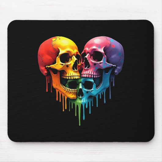 Lgbt Pride Halloween Horror Skeleton Skull Rainbow Mousepad (Vorne)