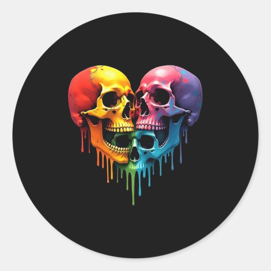 Lgbt Pride Halloween Horror Skeleton Skull Rainbow Runder Aufkleber (Vorderseite)
