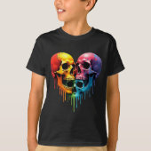Lgbt Pride Halloween Horror Skeleton Skull Rainbow T-Shirt (Vorderseite)