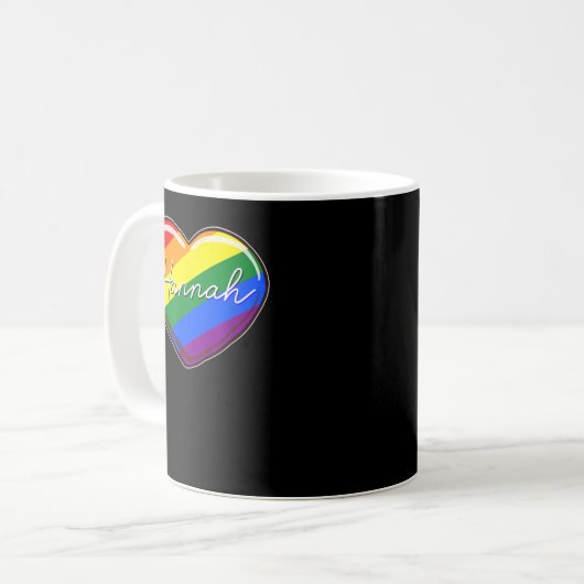 LGBT Pride Heart - Vorname Hannah Rainbow Heart Kaffeetasse (Vorderseite Links)