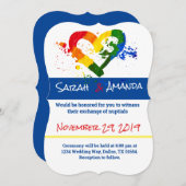 LGBT Pride Heart Wedding Einladung (Vorne/Hinten)