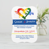 LGBT Pride Heart Wedding Einladung (Stehend Vorderseite)