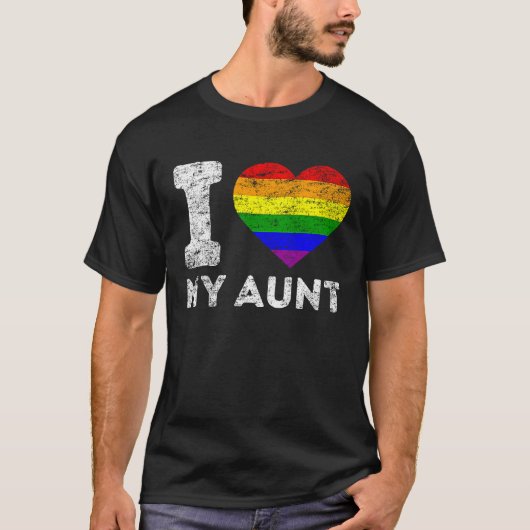 LGBT Pride I Love My Aunt Rainbow Flag Support Fam T-Shirt (Vorderseite)