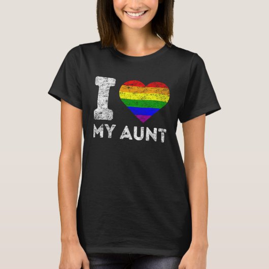 LGBT Pride I Love My Aunt Rainbow Flag Support Fam T-Shirt (Vorderseite)
