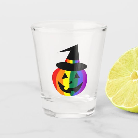 LGBT+ Pride Jack-O'-Lantern-Strahlbrille Schnapsglas (Vorderseite)