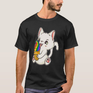 LGBT Pride Kawaii Japanischer Anime-Katzeneis T-Shirt