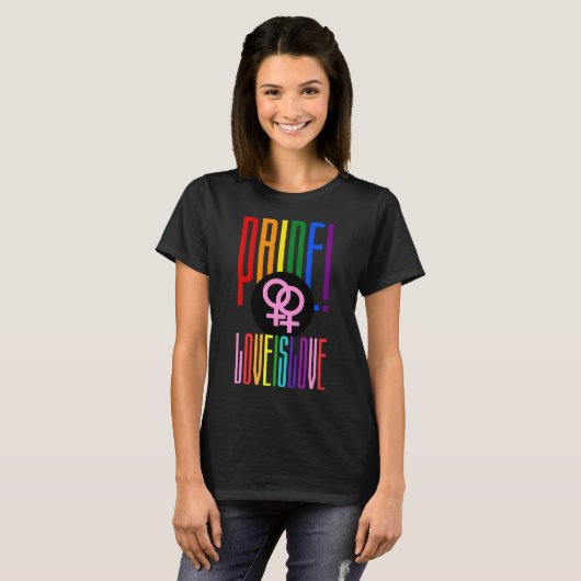 LGBT Pride Lesbische Beziehung Unterschrift Regenb T-Shirt (Vorne ganz)