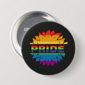 LGBT+Pride-Liebe. Blume mit Regenbogenfarben Button (Vorne & Hinten)