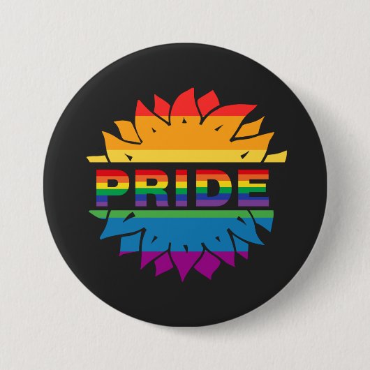 LGBT+Pride-Liebe. Blume mit Regenbogenfarben Button (Vorderseite)